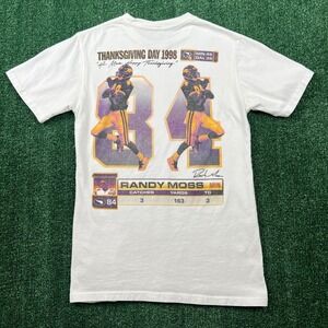 Mitchell & Ness Men's T-Shirt White Size S Randy Moss Vikings 1998 Retro